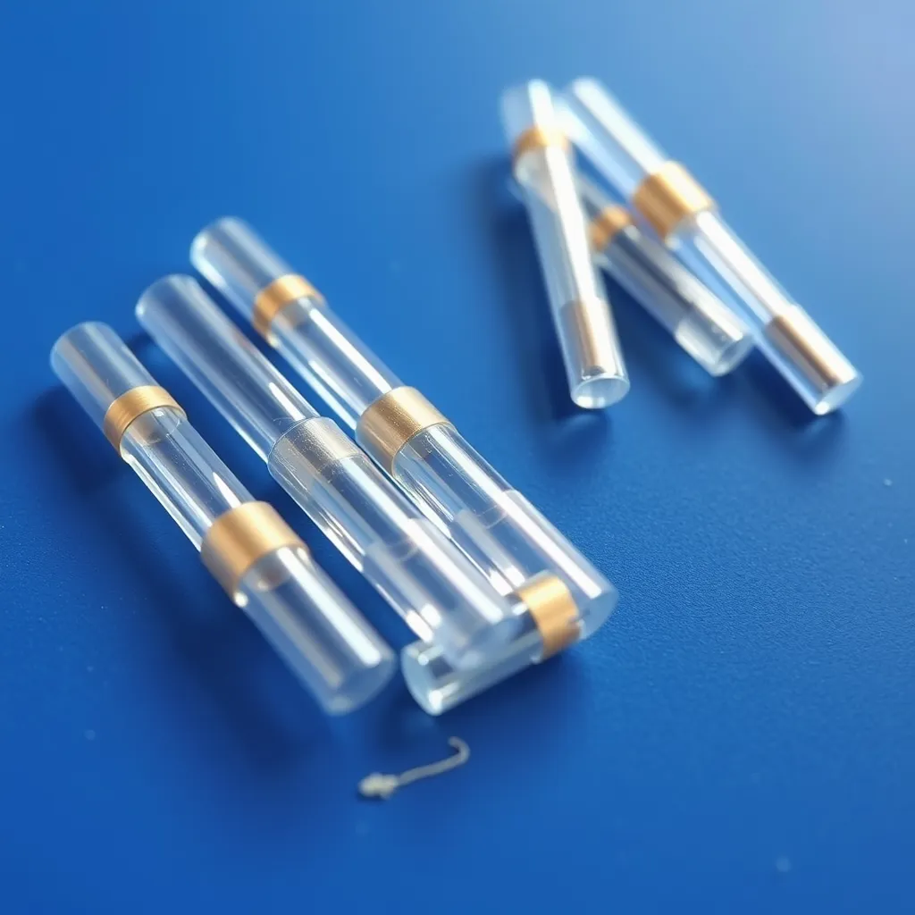 A small plastic packet containing several replacement glass fuses for light strings.