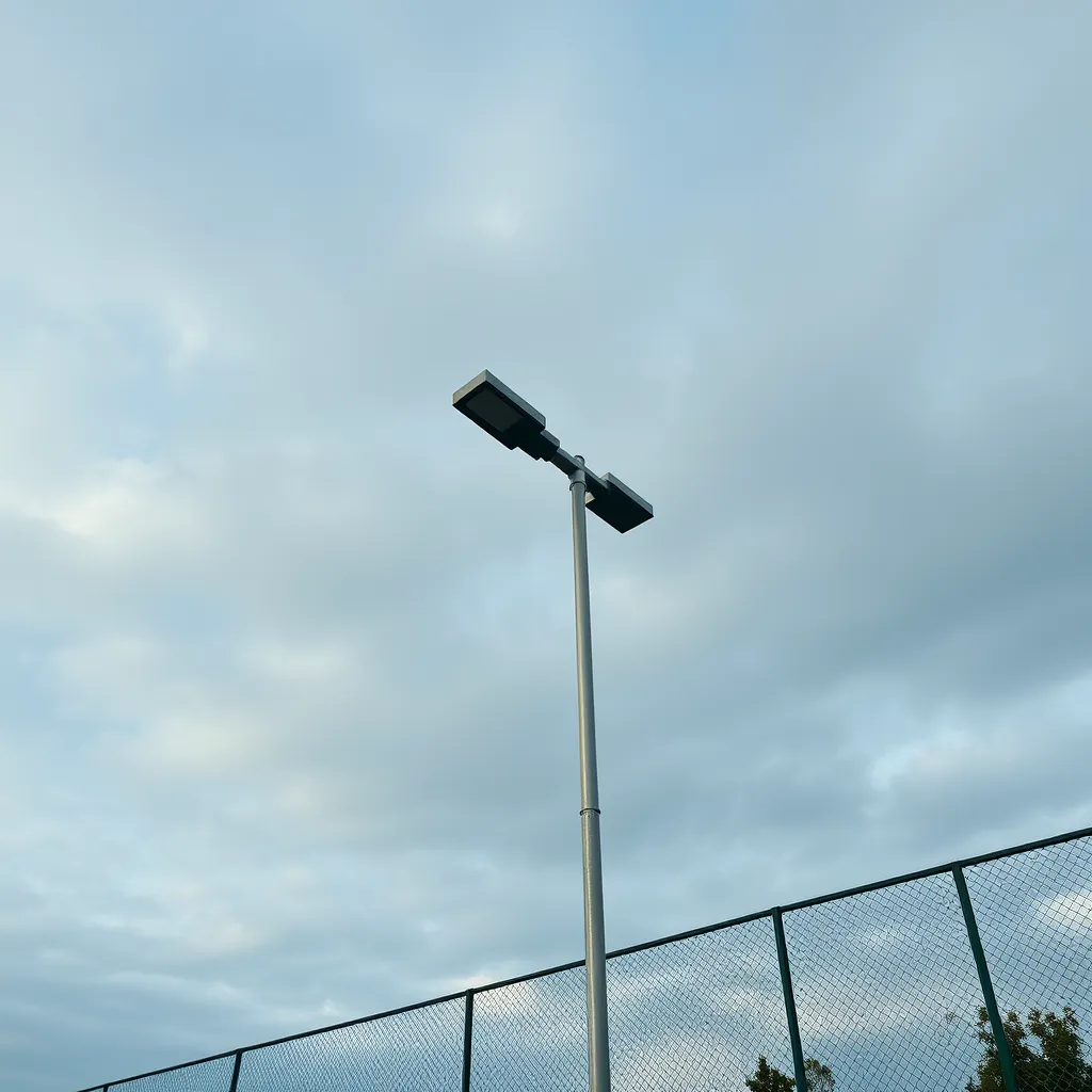 Outdoor LED sports light mounted on a high pole