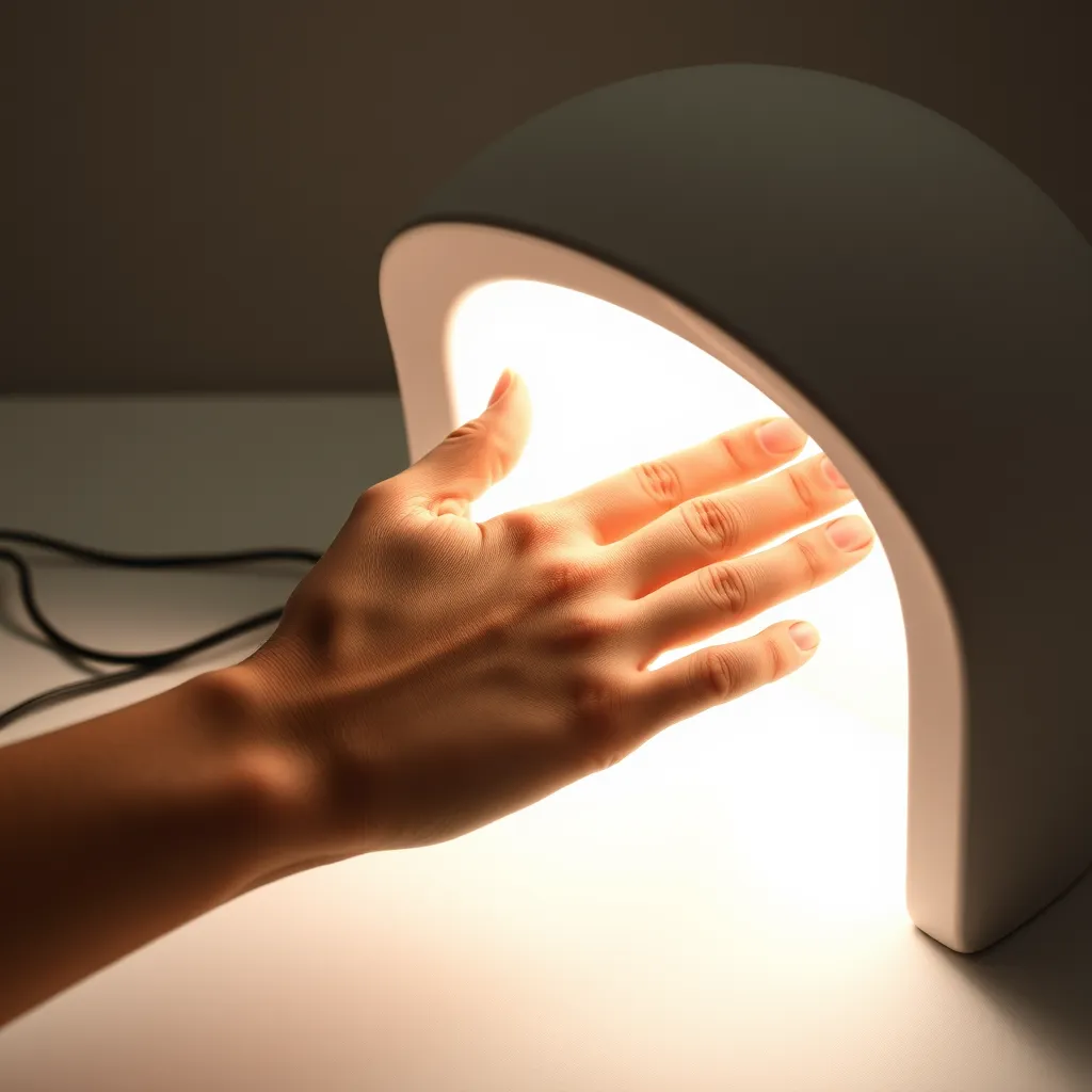 Correct hand placement in an LED nail lamp