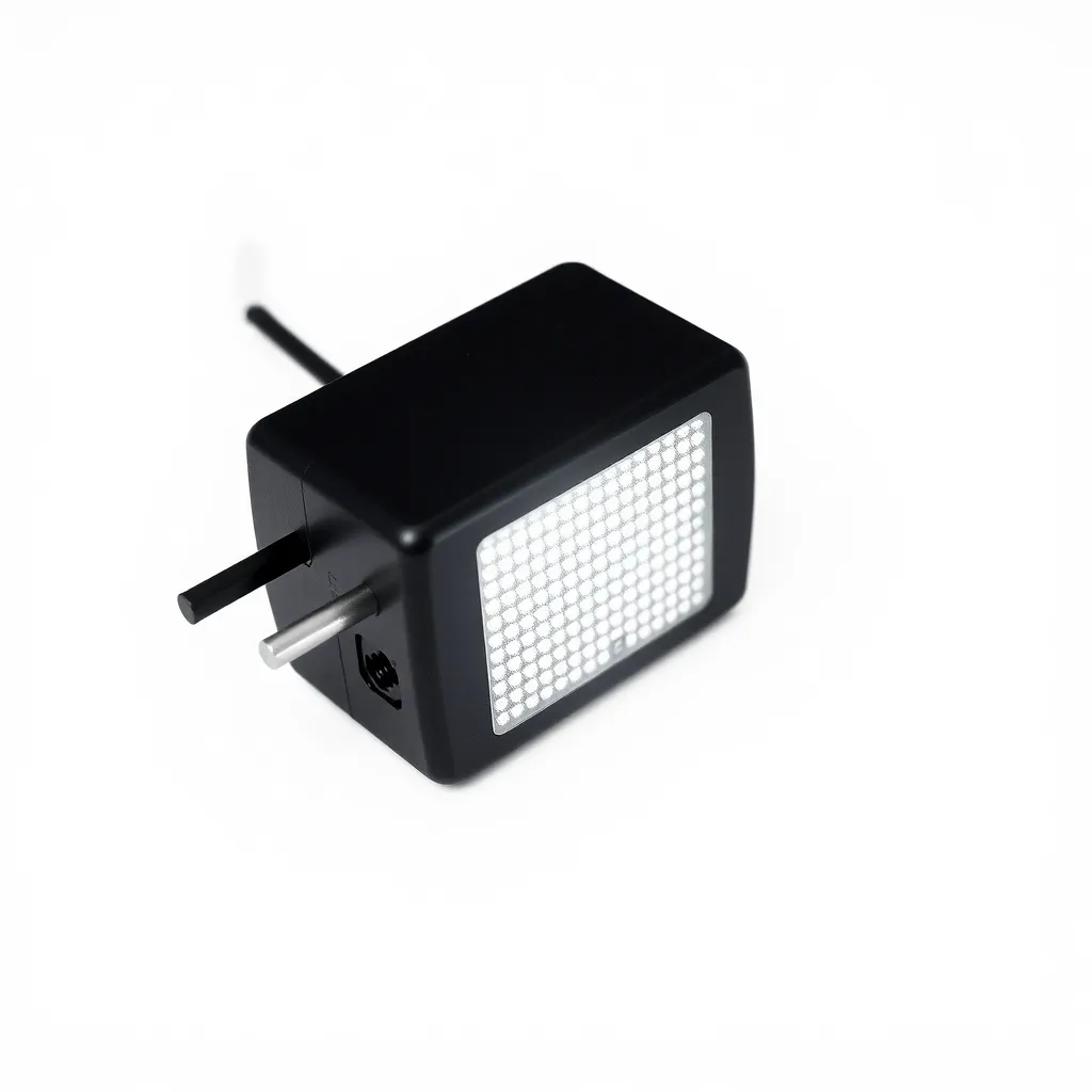 A standard black plastic DC power supply for LED lighting.