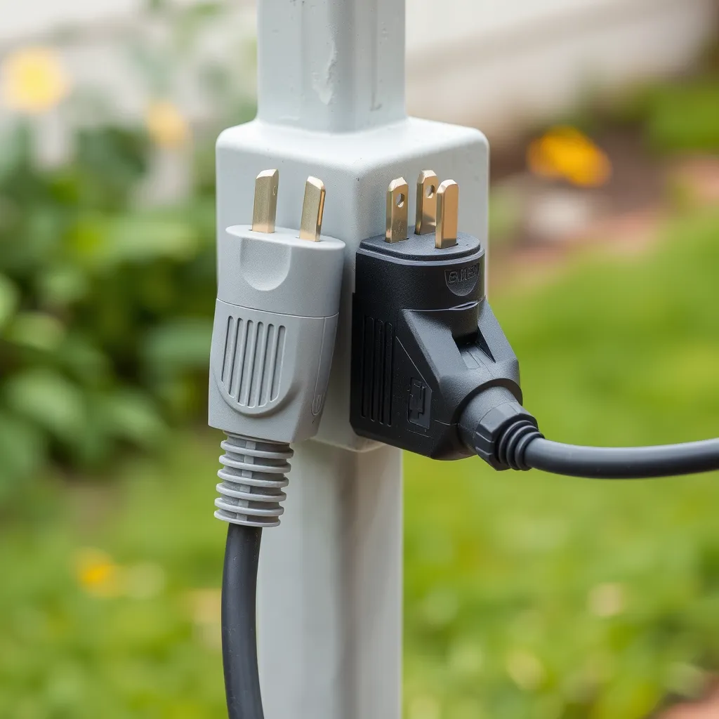 Heavy duty outdoor extension cord connection with weather protection