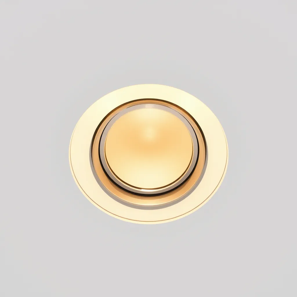 A circular LED downlight installed and glowing in a white ceiling.