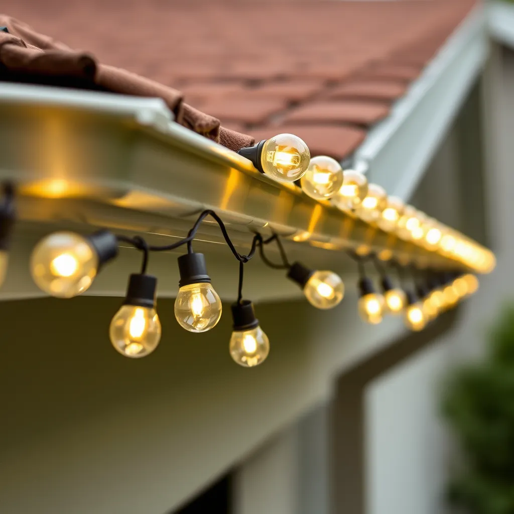 Large faceted LED C9 Christmas bulbs illuminating a roofline