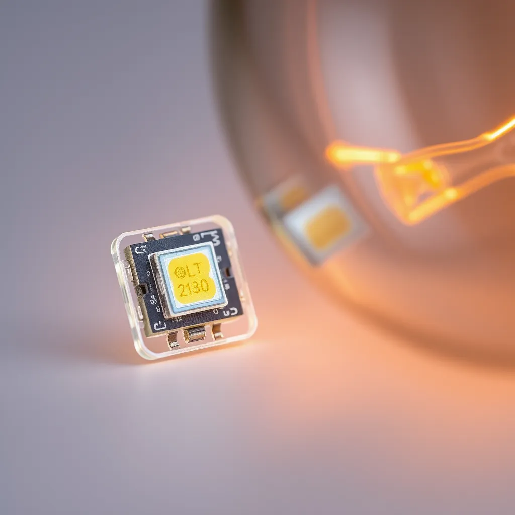 Comparison between a modern LED Christmas light and a traditional incandescent bulb