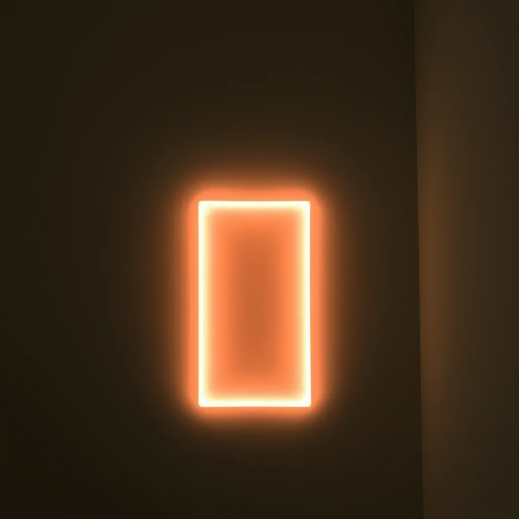 A glowing LED strip mounted on a dark wall.