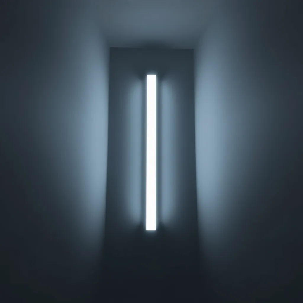 A bright, glowing LED tube illuminating a dark room.