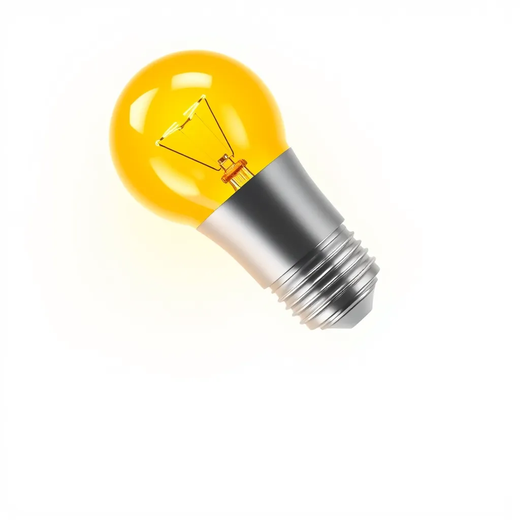 A single smart LED bulb glowing with a rich golden yellow light.