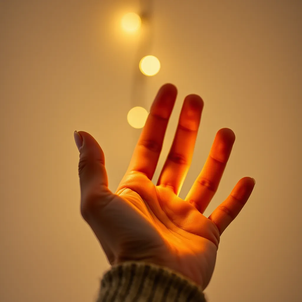 Person touching a cool LED light bulb while it is turned on