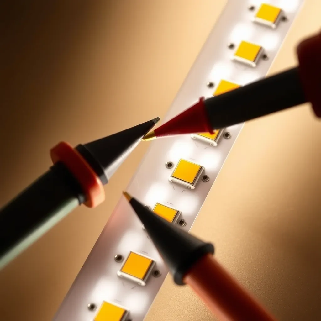 Testing voltage on the copper pads of an LED strip light