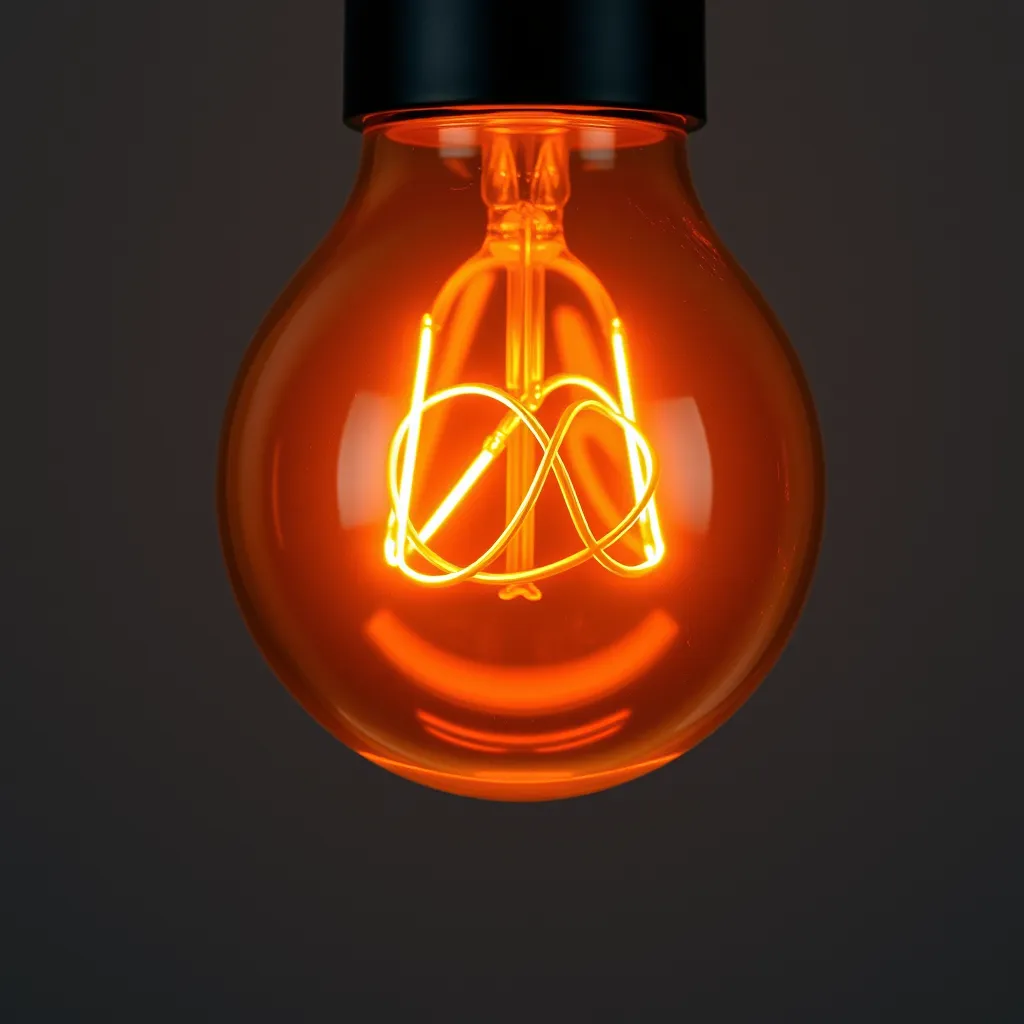 Close-up of a bright orange glowing tungsten filament.