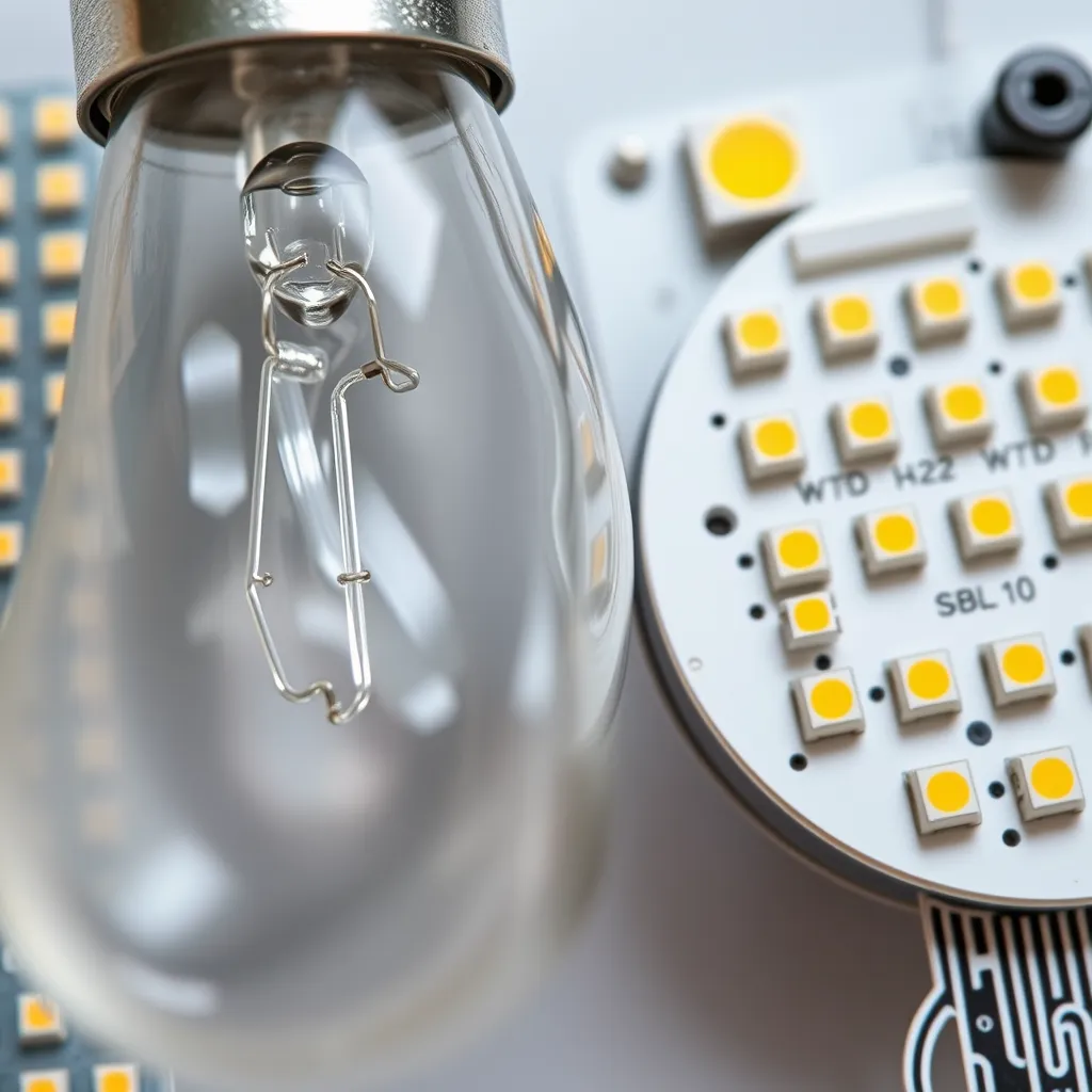 Internal components of an HPS lamp and an LED module