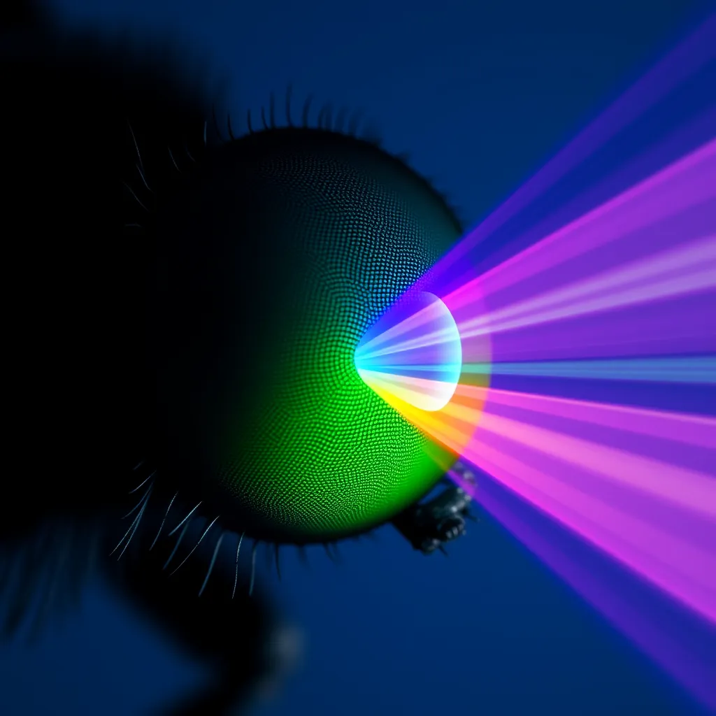 A diagram illustrating how insects perceive different wavelengths of light, including UV, blue, and green spectrums