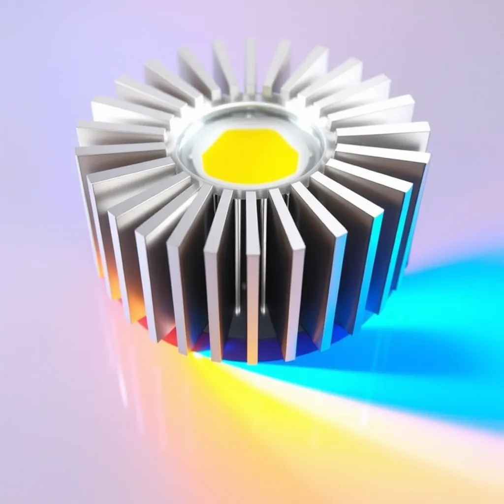 A circular aluminum heat sink with deep cooling fins