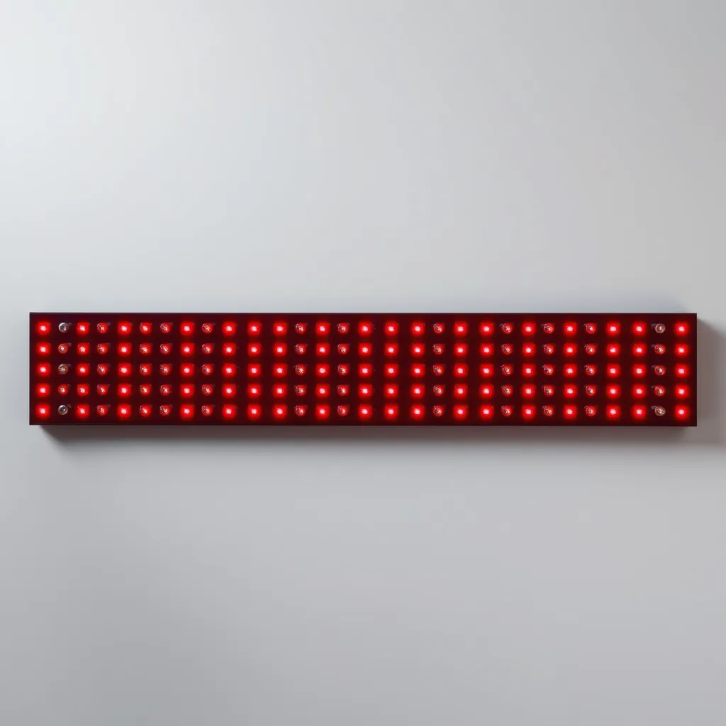 A professional-grade LED panel emitting bright red light