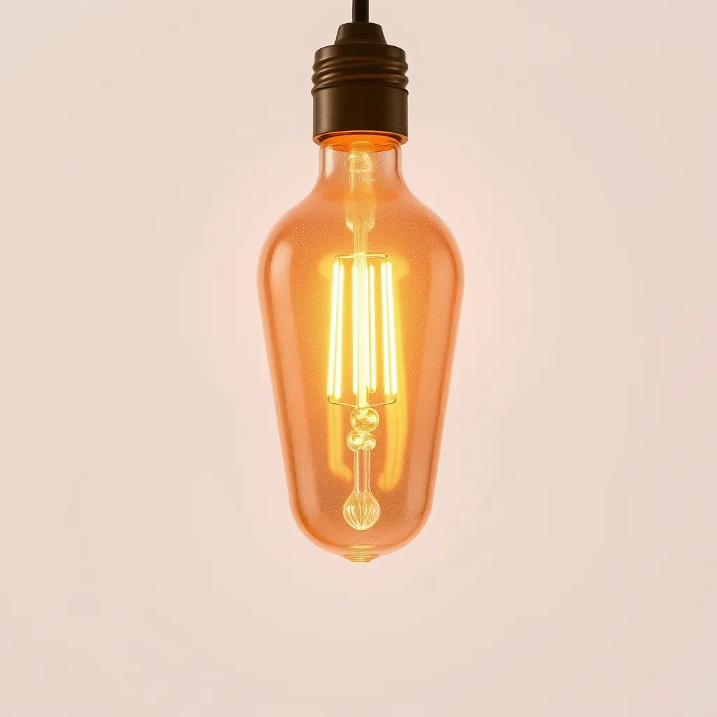 A clear glass vintage-style LED bulb with visible glowing filaments.