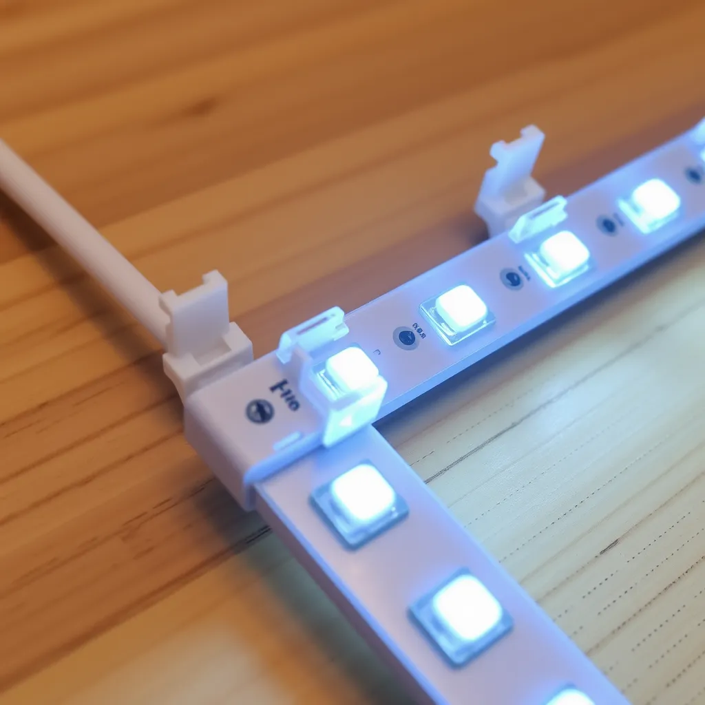 Screw-in mounting clips securing an LED light strip