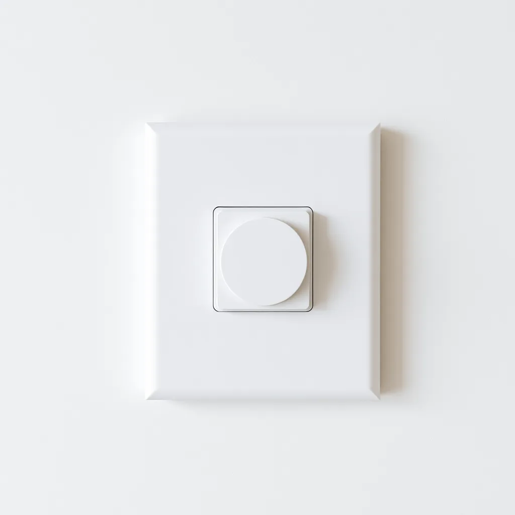 A modern white wall dimmer switch with a slider control.