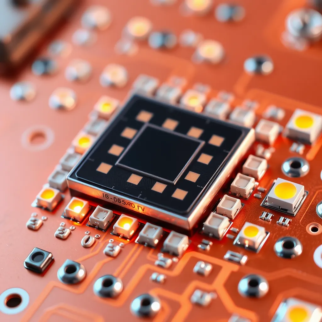 Close-up of a high-power LED chip used in modern lighting