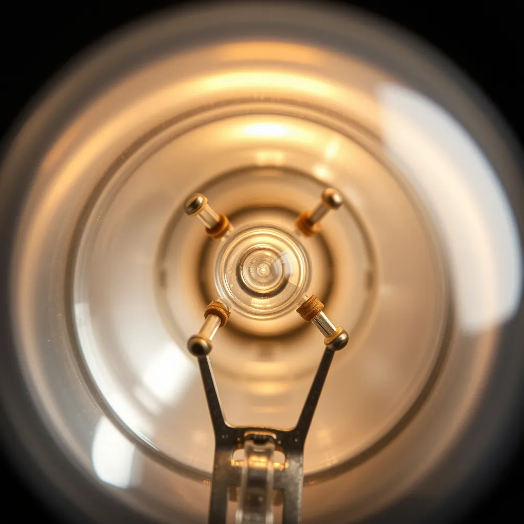 Detailed view of the internal structure of a xenon HID bulb